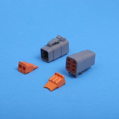 DTM 6 way Plug. Grey. Including wedgelock. (DTM06-6S)