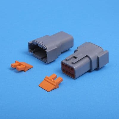 DTM 8 way receptacle. Grey. Including wedgelock. (DTM04-8PA)