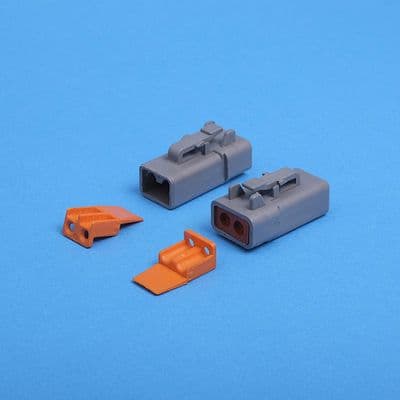 DTP 2 way plug. Grey. Including wedgelock. (DTP06-2S)