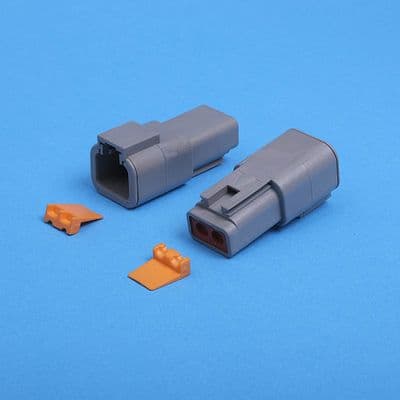 DTP 2 way receptacle. Grey. Including wedgelock. (DTP04-2P)