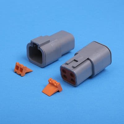 DTP 4 way receptacle. Grey. Including wedgelock. (DTP04-4P)