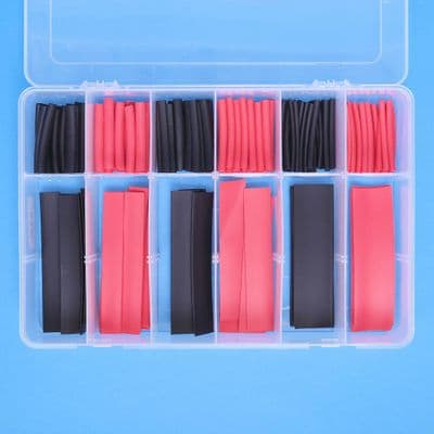 Heat shrink sleeving in black & red. 150 items. (K301)