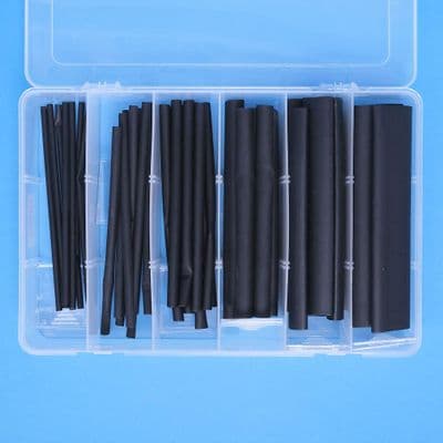 Heat shrink sleeving in black with adhesive lining. 37 items (K302)