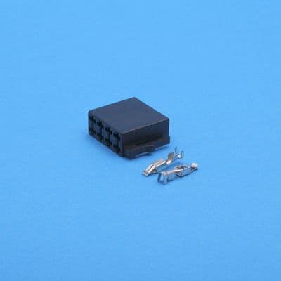 ISO 8 way radio connector - Black. Including terminals. (RADIO8B)