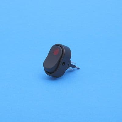 Oval large LED rocker switch. On/off. 16A at 12v DC. Red. (RKS18R)