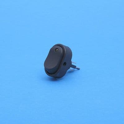 Oval LED rocker switch. On/off. 16A at 12v DC. Amber. (RKS17A)