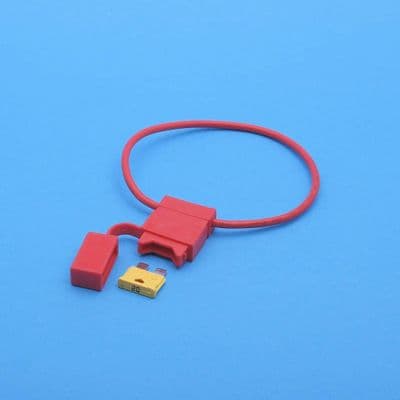 Red Inline 30A fuse holder with splashproof cover (FHA455)