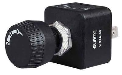 Rotary switch off/on/on. 15A at 12v. (65603)