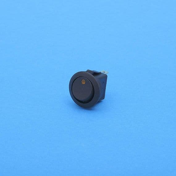 Round LED spot rocker switch. On/off. 10A@12v. 12v Amber LED (RKS16A)