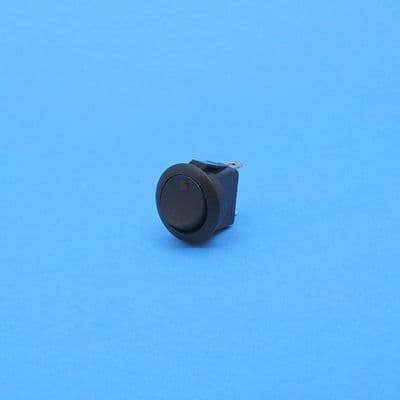 Round LED spot rocker switch. On/off. 10A@12v. 12v Red LED (RKS16R)