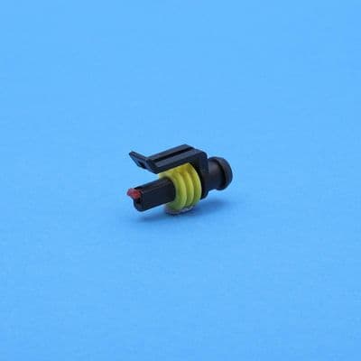 Small 1 way sealed connector female. Red sec. lock. (23620.66)