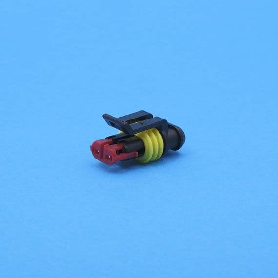 Small 2 way sealed connector female. Red sec. lock. (23640.66)