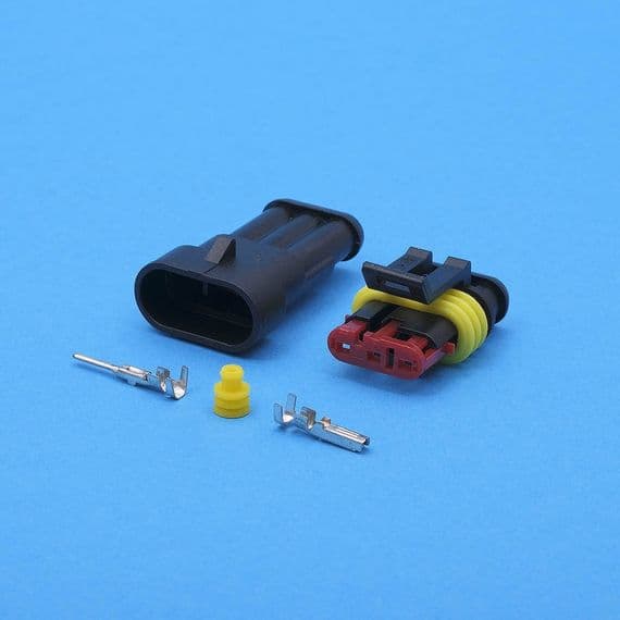 Small 3 way sealed connector kit. Red secondary lock. (SC3.66KIT)