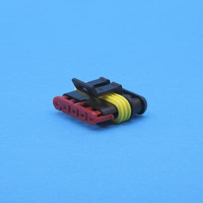 Small 5 way sealed connector female. Red sec. lock. (23700.66)