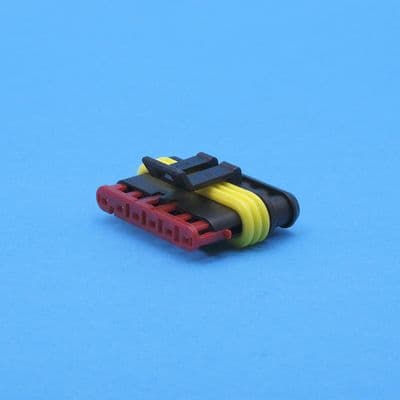 Small 6 way sealed connector female. Red sec. lock. (23720.66)