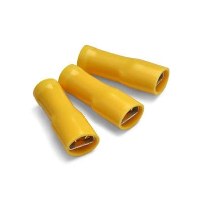 Yellow fully ins female blade terminal 6.3mm. (T303)