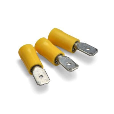 Yellow pre insulated male blade terminal 6.3mm. (T503)