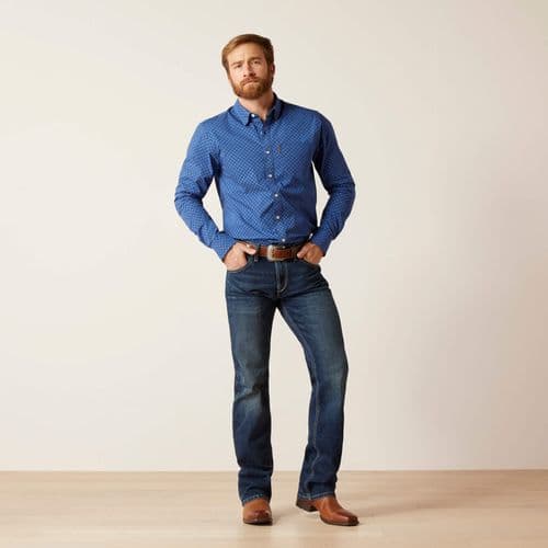 ARIAT Maxwell Stretch Modern Fit Shirt -Blue
