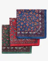 BARBOUR Paisley Handkerchief Pack (Red-Green-Navy)