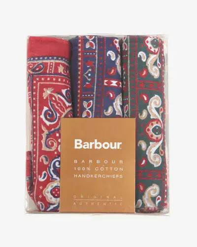 BARBOUR Paisley Handkerchief Pack (Red-Green-Navy)
