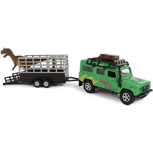 KIDS GLOBE Diecast Landrover with Dino Trailer