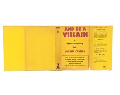 And Be A Villain by Joanna Cannan Dust Jacket Only First Edition Victor Gollancz 1958