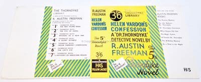 Helen Vardon's Confession by R Austin Freeman Dust Jacket Only Early Reprint Hodder & Stoughton 1935