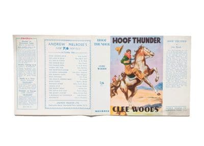 Hoof Thunder by Clee Woods Dust Jacket Only First Edition Melrose 1936