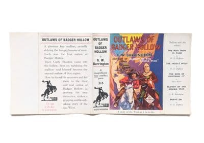 Outlaws of Badger Hollow by G.W. Barrington Dust Jacket Only First Edition Hutchinson 1935