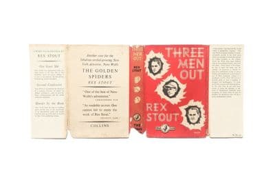 Three Men Out by Rex Stout Dust Jacket Only First Edition The Crime Club Collins 1955