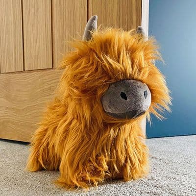 Highland Cow Shaggy Doorstop Orange