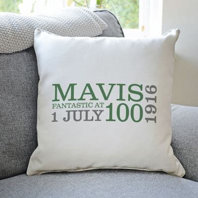Personalised 100th Birthday Cushion