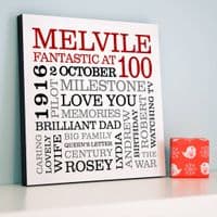 Personalised 100th Birthday Typographic Word Art