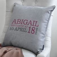 Personalised 18th Birthday Cushion