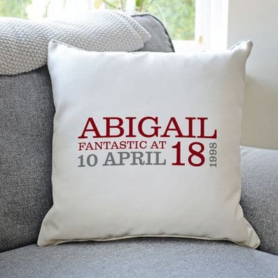 Personalised 18th Birthday Cushion