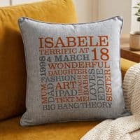 Personalised 18th Birthday Word Art Cushion