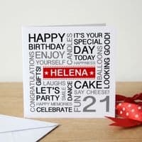 Personalised 21st Birthday Card