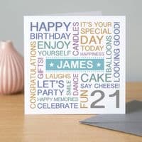 Personalised 21st Birthday Card