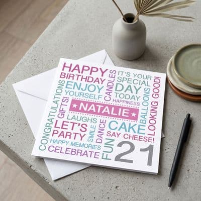 Personalised 21st Birthday Card