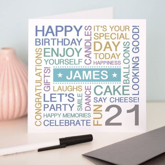 Personalised 21st Birthday Card