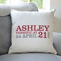 Personalised 21st Birthday Cushion