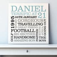 Personalised 21st Birthday Typographic Art
