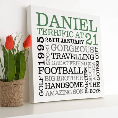 Personalised 21st Birthday Typographic Art