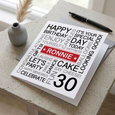 Personalised 30th Birthday Card