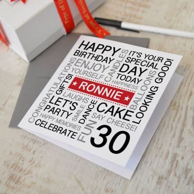 Personalised 30th Birthday Card
