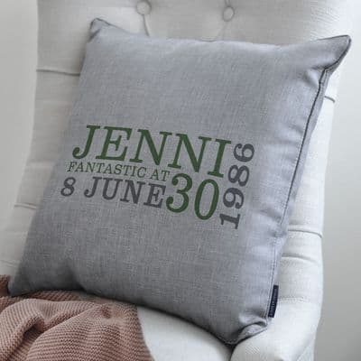 Personalised 30th Birthday Cushion