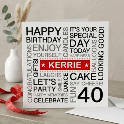 Personalised 40th Birthday Card