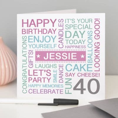 Personalised 40th Birthday Card
