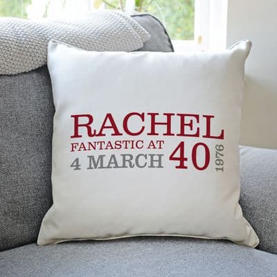 Personalised 40th Birthday Cushion