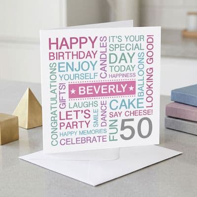 Personalised 50th Birthday Card